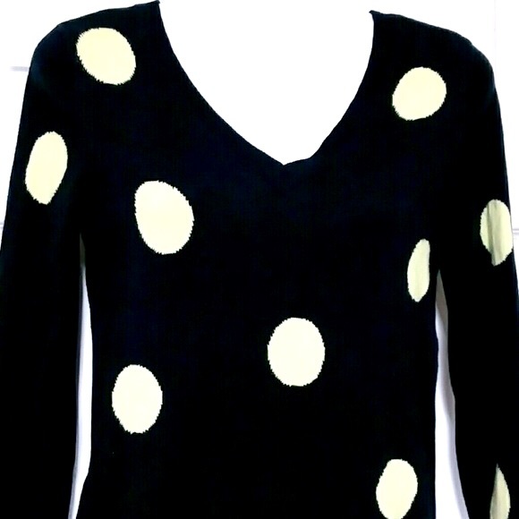 LOFT  signature crewneck polka dot cotton blend women sweater light soft & warm - Picture 2 of 4